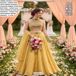 Royal Beads Work Fendy Silk Festive Indo Western Lehenga Set